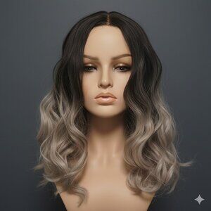 Ombre Ash Blonde Wavy Synthetic Lace Front Wig